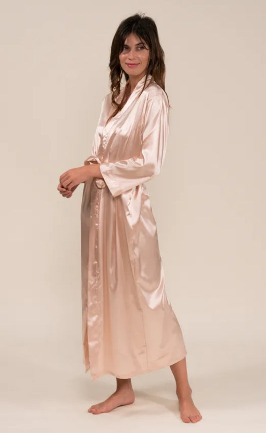 PEIGNOIR SATIN LONG CHAMPAGNE