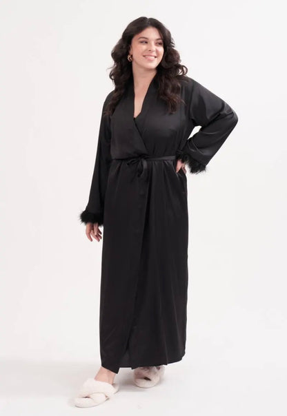 NOUVEAU: Peignoir long+ nuisette long à plume