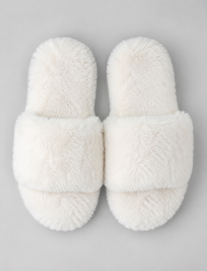 CHAUSSONS FLUFFY BLANC