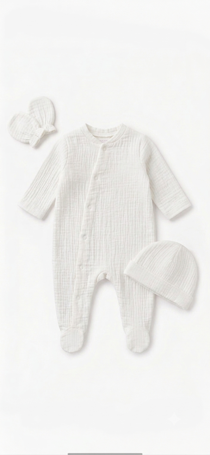 NOUVEAUTÉ/ EXCLUSIVITÉ - PYJAMA 3 PIÈCES GAZE DE COTON