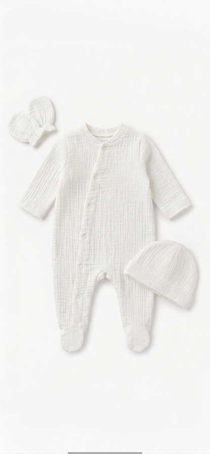 NOUVEAUTÉ/ EXCLUSIVITÉ - PYJAMA 3 PIÈCES GAZE DE COTON