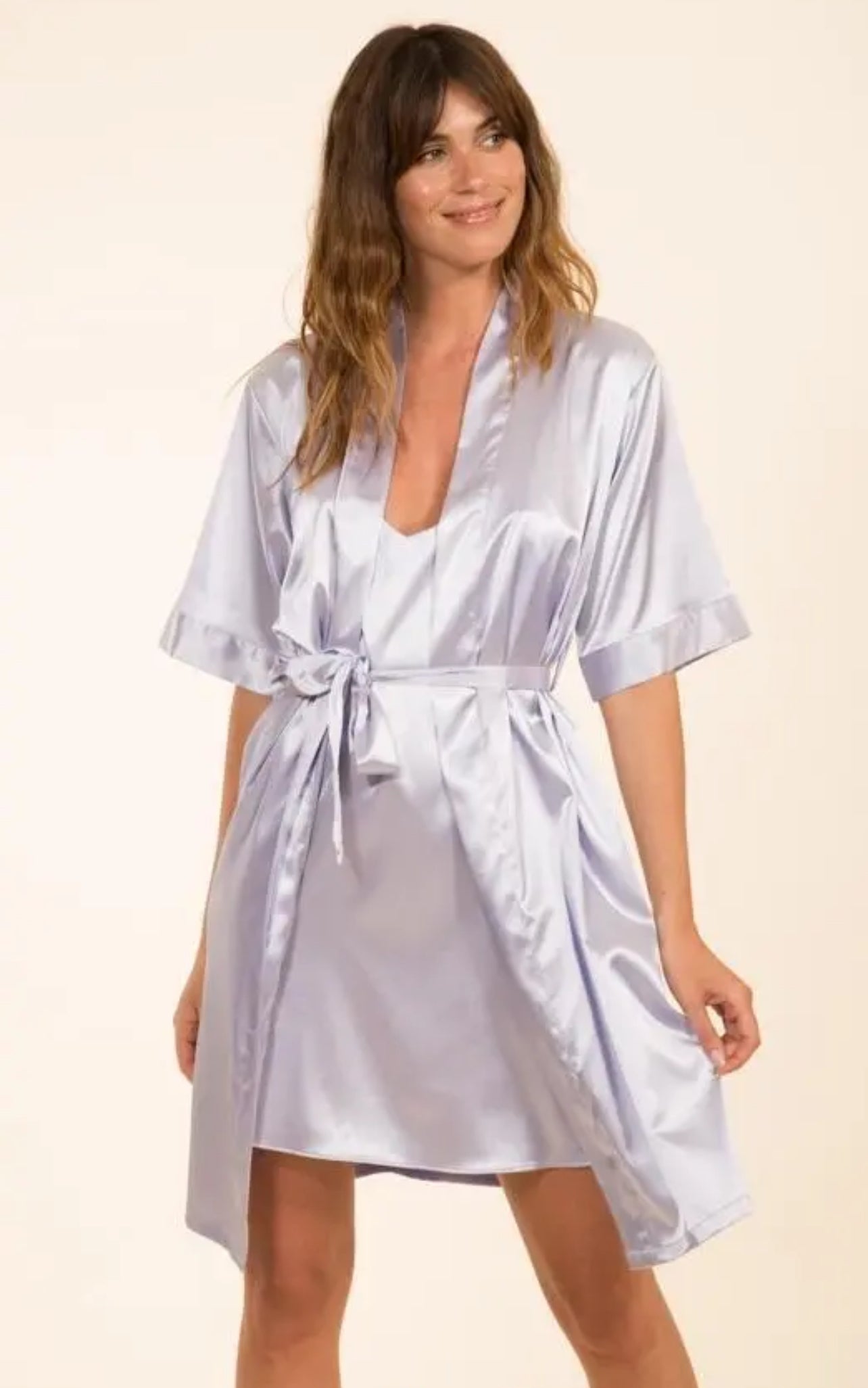 PEIGNOIR NUISETTE SATIN LILAS