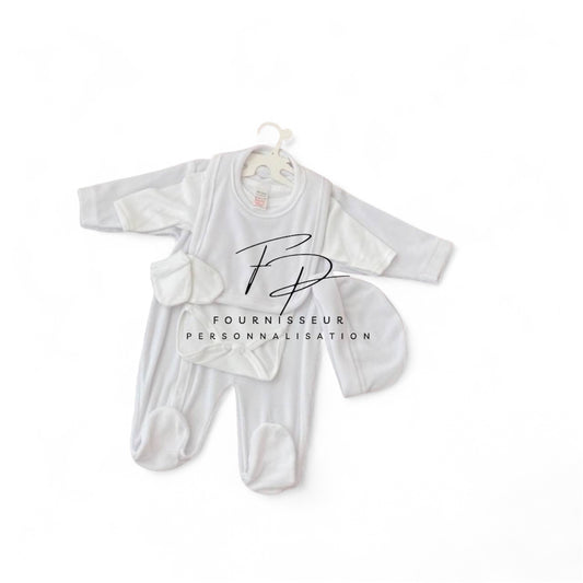 Ensemble pyjama 5 pièces coton blanc (précommande)