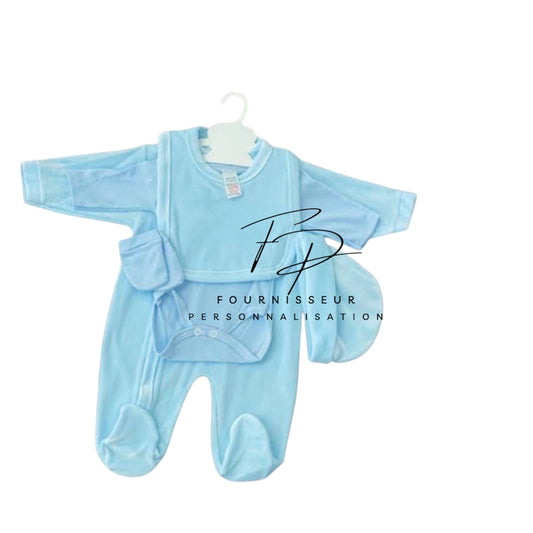 Ensemble pyjama 5 pièces coton bleu (précommande)