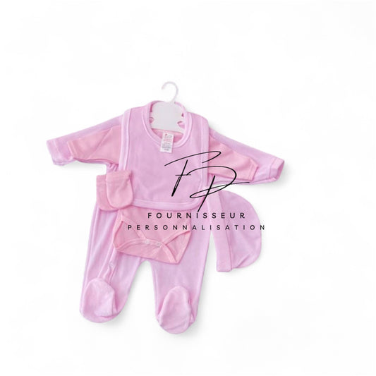 Ensemble pyjama 5 pièces coton rose (précommande)